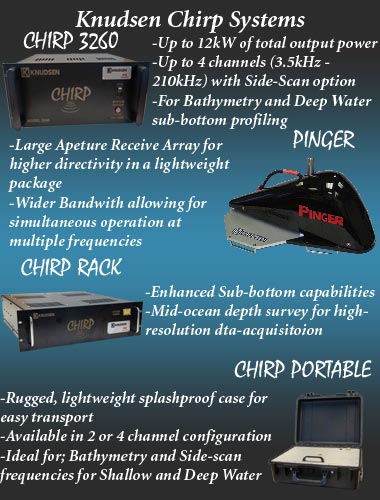 KNUDSEN Chirp Series Echosounders for sub-bottom profiling and deep-water research