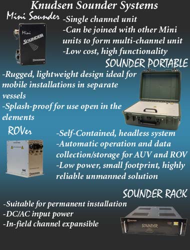 KNUDSEN Sounder Series single beam echosounders, suited for bathymetry and marine surveys